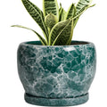 6 Inch Green Round Ceramic Plant Pot