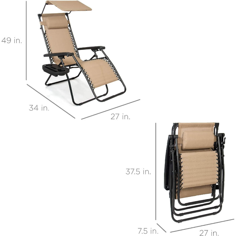 Zero Gravity Chair Recliner w/Canopy Shade