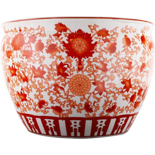 12 Inch Oriental Red Coral Fish Bowl