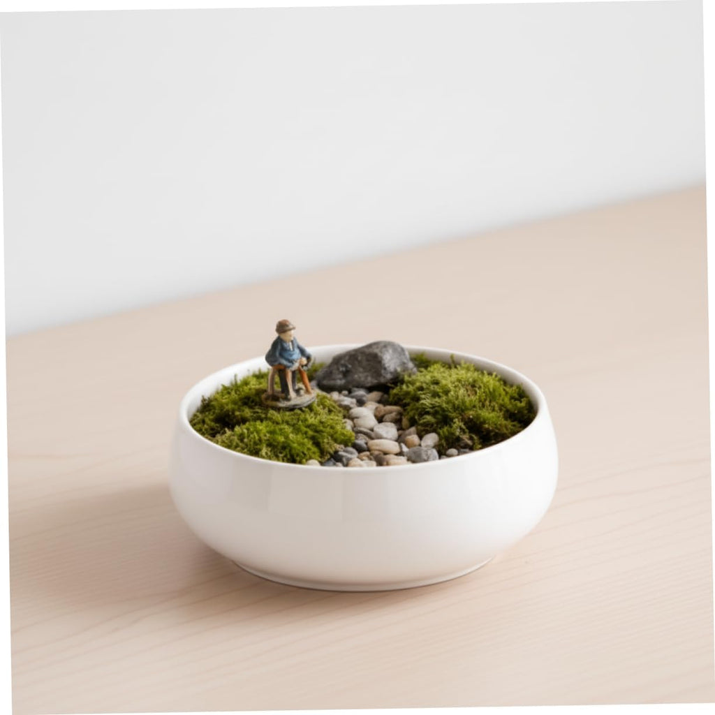 6.5 Inch White Ceramic Shallow Lotus Planter