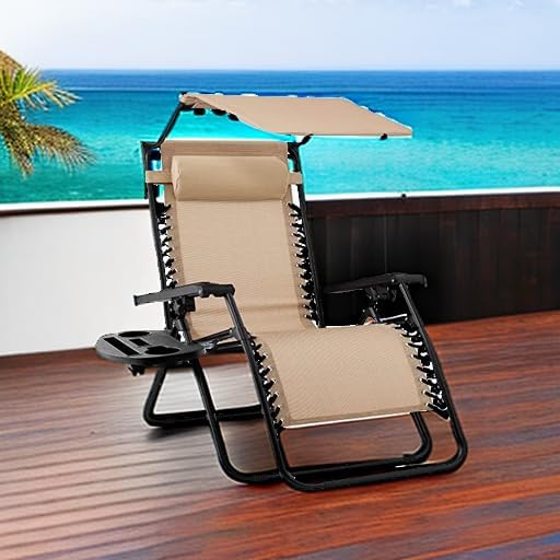 Zero Gravity Chair Recliner w/Canopy Shade