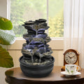 15.7 Inch Gray Led Rock Falls Tabletop Fountain