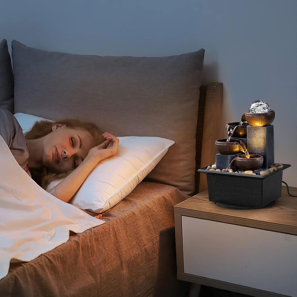 4‑Level Led Tabletop Fountain With Bubble Balls