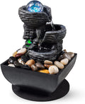 Layered Rock Led Tabletop Fountain With Bubble Balls