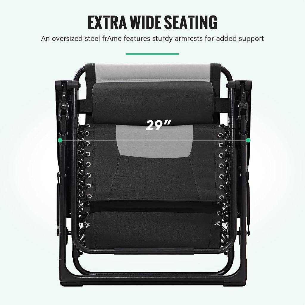 2‑Pack Black‑Gray Oversized Zero Gravity Chair