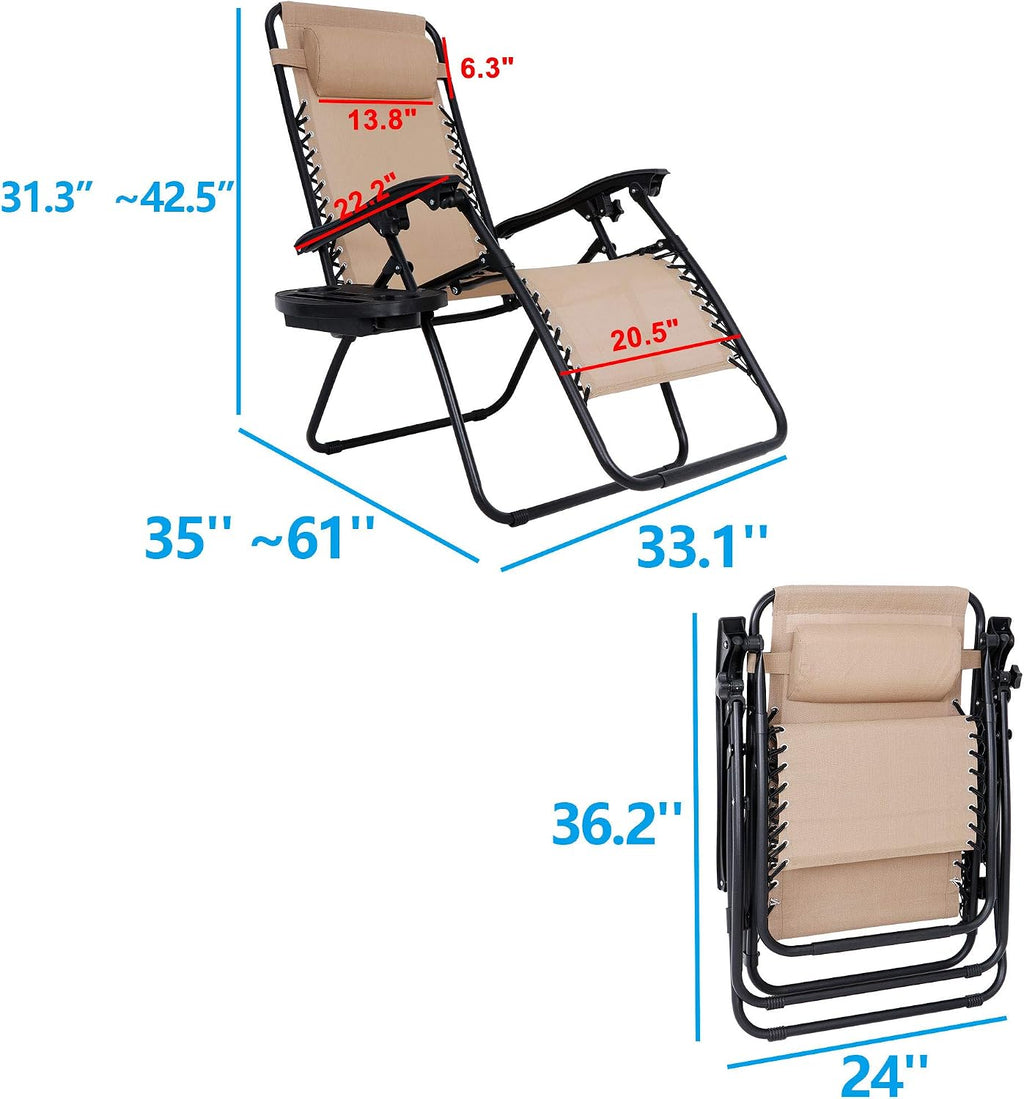 2‑Pack Zero Gravity Patio Lounge Chair