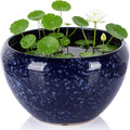 8 Inch Blue Wide Bowl Ceramic Planter