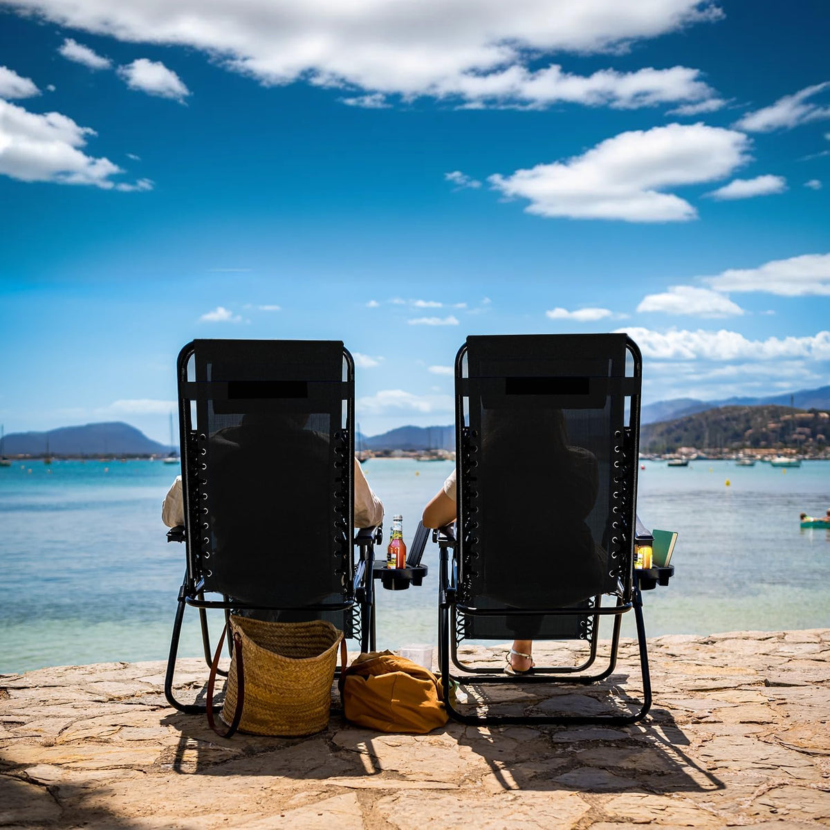 2‑Pack Black Zero Gravity Patio Chair