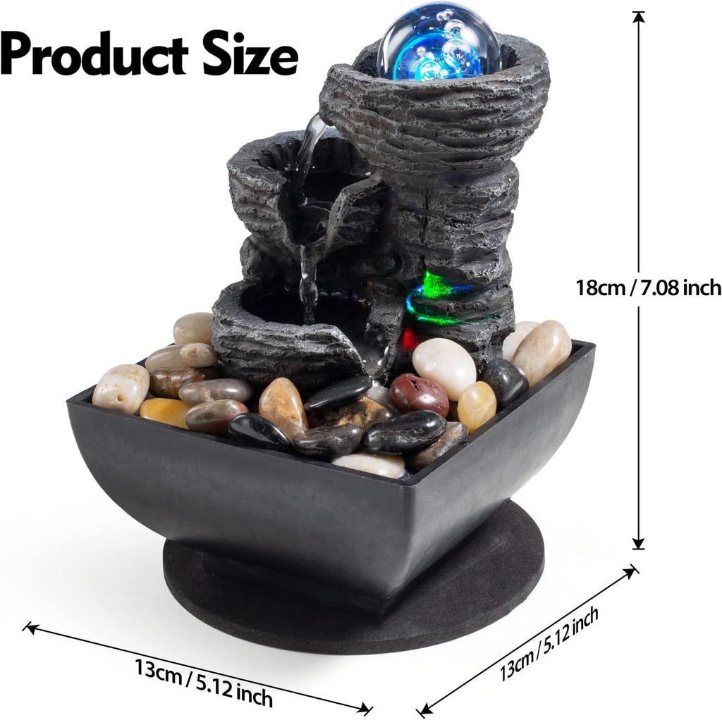 Layered Rock Led Tabletop Fountain With Bubble Balls