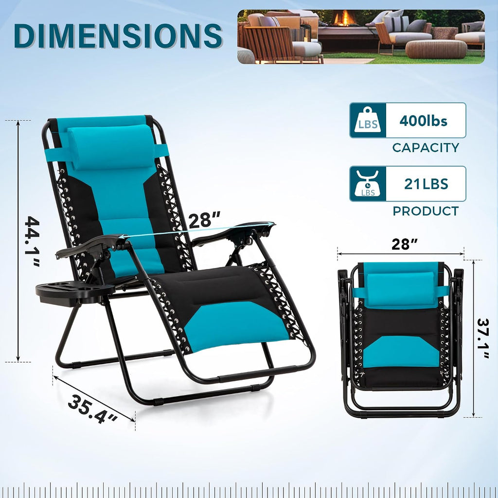 2‑Pack Pacific Blue Zero Gravity Chair