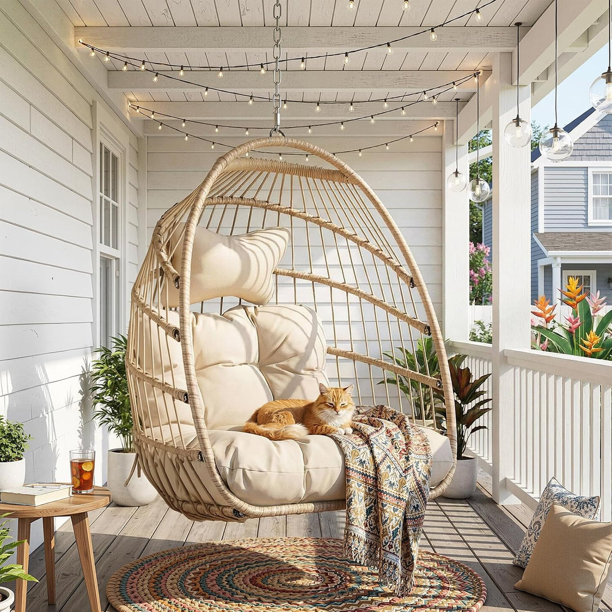 Beige Hanging Egg Chair Without Stand