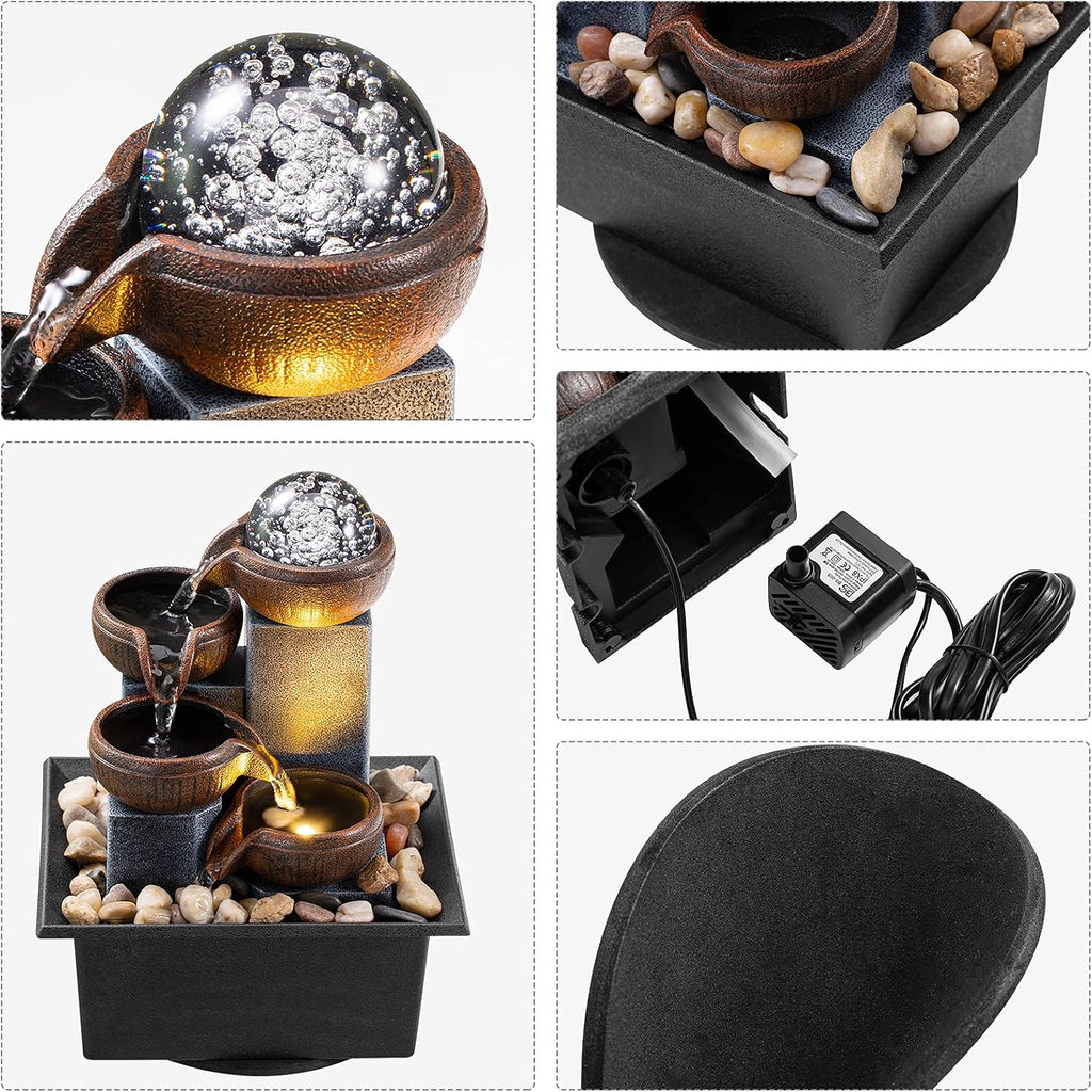 4‑Level Led Tabletop Fountain With Bubble Balls