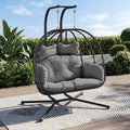 Black‑Grey Double Egg Swing Chair With Stand