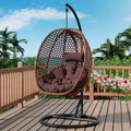 Brown Hanging Egg Swing Chair With Stand