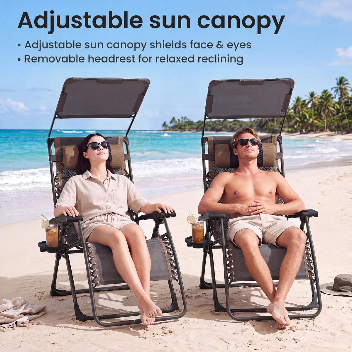 2‑Pack Canopy Zero Gravity Patio Recliner