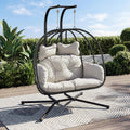 Black‑Beige Double Hanging Egg Chair With Stand