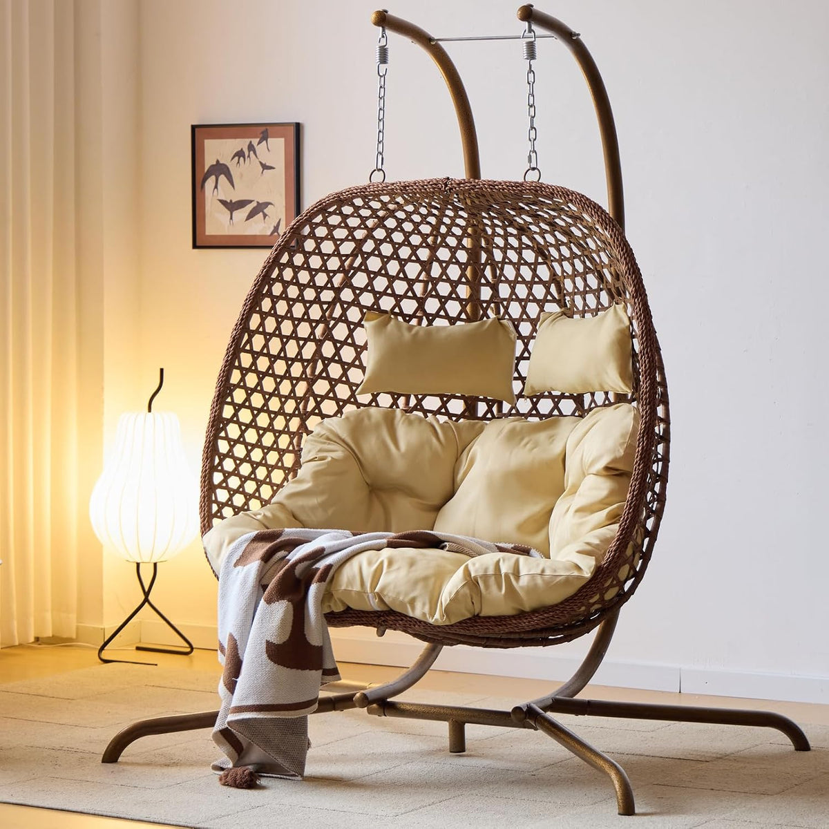 2‑Person Egg Swing Chair With Stand