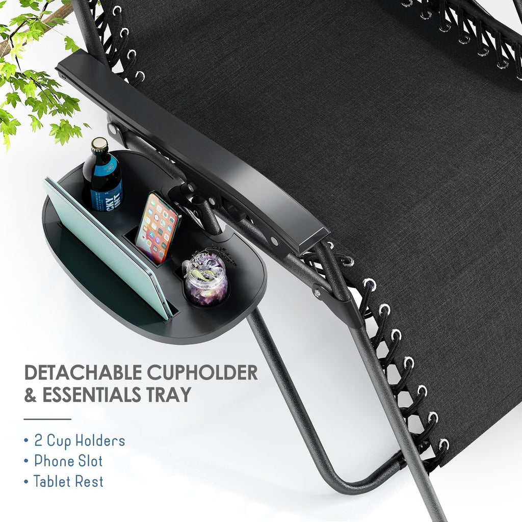 2‑Pack Black Zero Gravity Patio Chair