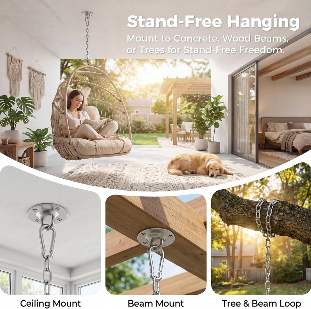 Beige Hanging Egg Chair Without Stand