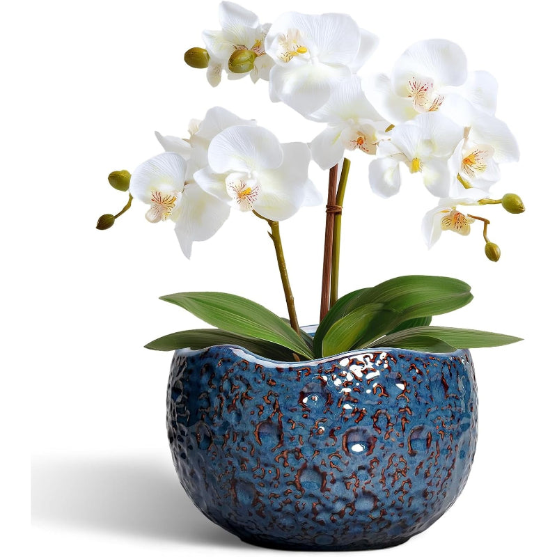 6 Inch Retro Blue Ceramic Plant Pot