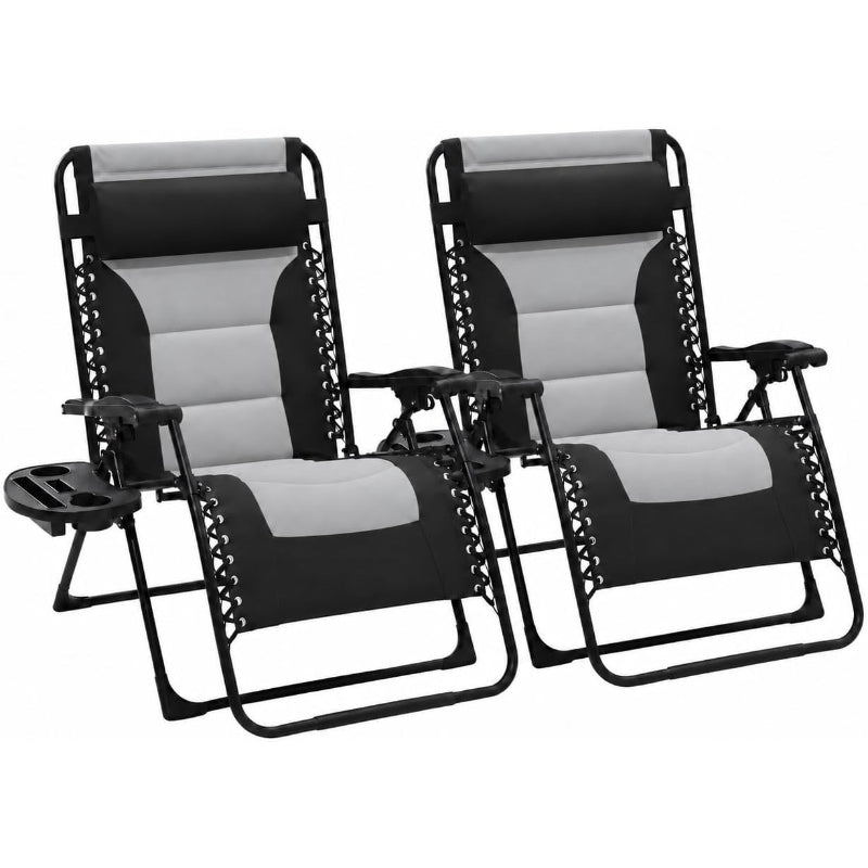 2‑Pack Black‑Gray Oversized Zero Gravity Chair