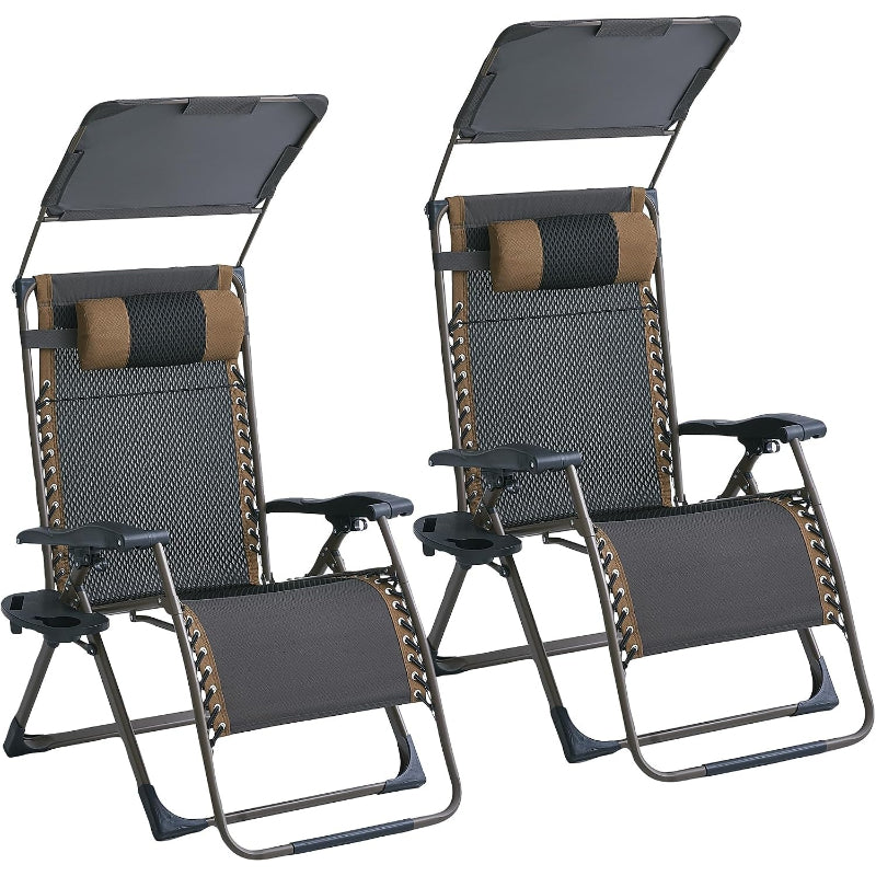 2‑Pack Canopy Zero Gravity Patio Recliner