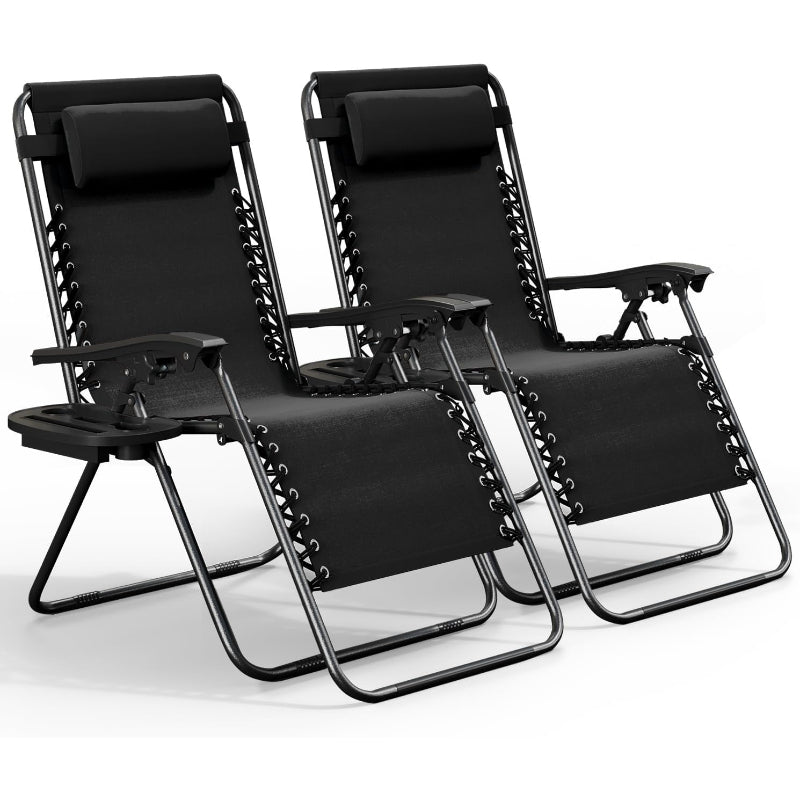 2‑Pack Black Zero Gravity Patio Chair