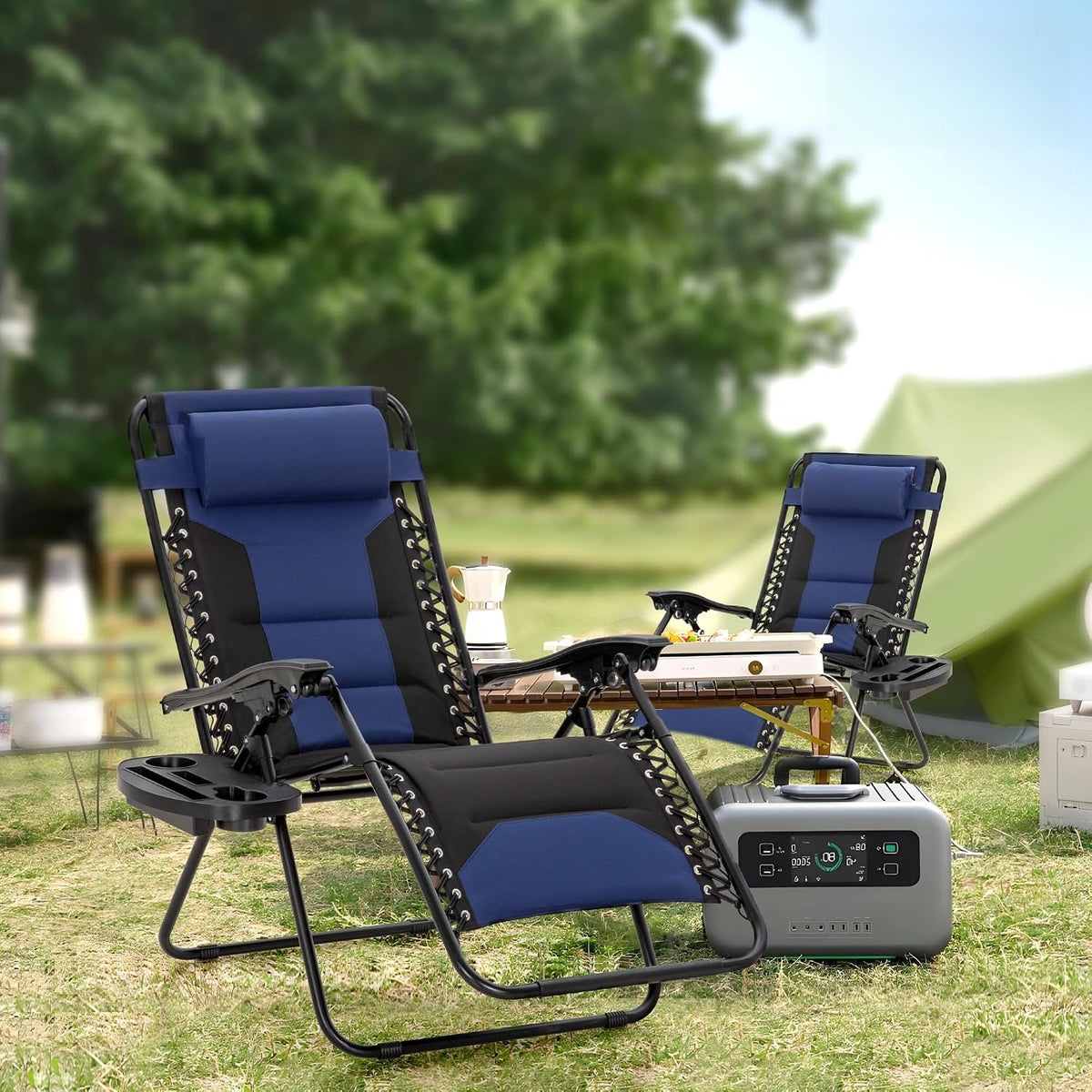 2‑Pack Navy 28" Wide Zero Gravity Chair